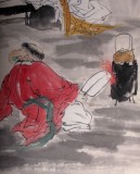 【已售】河南美协董书林四尺下棋图《棋趣图》