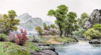QA朝鲜一级艺术家蔡京华作品《故乡之春》