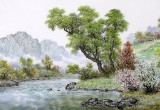 QA朝鲜一级艺术家蔡京华作品《水畔的春天》