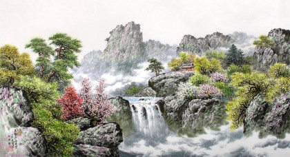 朝鲜一级艺术家蔡京华作品《妙香山农仁庵》