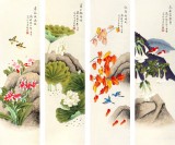 【已售】凌雪四尺花鸟四条屏《春夏秋冬》