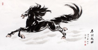 【已售】绥化美协理事徐鸿军四尺骏马图《马到成功》（询价）