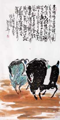 【已售】刘纪四尺国画马《秦时明月汉时关》