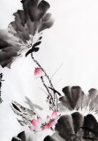 QA国家一级美术师王宝钦三尺水墨荷花《连年有余》(询价)