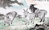 【已售】湖北美协会员庾超然四尺动物画《三羊开泰》