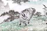 【已售】湖北美协会员庾超然四尺动物画《三羊开泰》