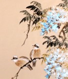QA中美协会员 画坛名家王向阳四尺斗方紫气东来《紫藤满架》(询价)