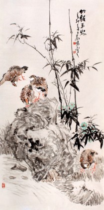 QA河南美协王向阳四尺竹子国画《竹报平安》（询价）