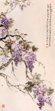 SK中美协会员 画坛名家王向阳四尺紫藤画《紫藤满架挂西东》(询价)