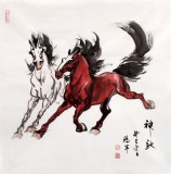 【已售】绥化美协理事徐鸿军四尺斗方国画马《神驰》（询价）