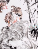 QA中美协会员 画坛名家王向阳四尺竹子国画《竹报平安》（询价）