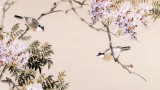 QA中美协会员 画坛名家王向阳四尺紫藤国画《紫气东来》(询价)