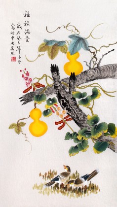 凌雪三尺葫芦画《福禄满堂》