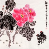 【已售】李胜春三尺斗方国画牡丹《富贵大吉》