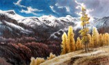 【已售】朝鲜一级艺术家 金光城 作品《小白山》