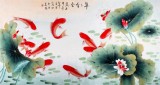 【已售】北京美协凌雪六尺九鱼荷花《年年有余》