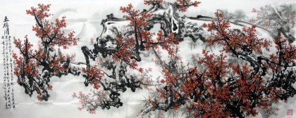 丈二国画梅花《五福图》