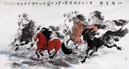 王向阳六尺八骏图《八骏呈祥》