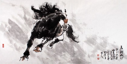【已售】中美协会员 画坛名家王向阳四尺骏马图《马到成功》(询价)