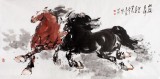 【已售】中美协会员 画坛名家王向阳四尺奔马图《双骏呈祥》
