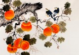 【已售】北京美协凌雪四尺斗方柿子国画《事事如意》