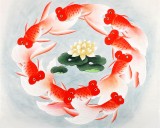 【已售】北京美协凌雪四尺斗方金鱼图《时来运转》