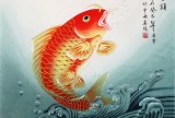 【已售】北京美协凌雪四尺斗方风水鱼《鸿运当头》
