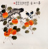 北京美协凌雪四尺斗方柿子国画《事事如意》 - 柿柿如意- 99字画网