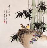 【已售】北京美协凌雪四尺斗方水墨竹子《步步高升》