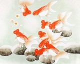 【已售】北京美协凌雪四尺斗方九鱼图《鸿运当头》