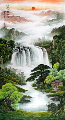 【已售】吴东六尺聚宝盆风水画《福地安居图》