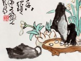 【已售】刘纪小尺寸茶室挂画《花香茗香足》