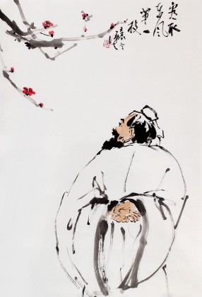 【已售】陈漫之四尺三开古代人物《东风第一枝》（询价）