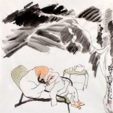 刘纪 三尺斗方芭蕉国画《醉茶图》 中国画大家 真迹收藏（询价）