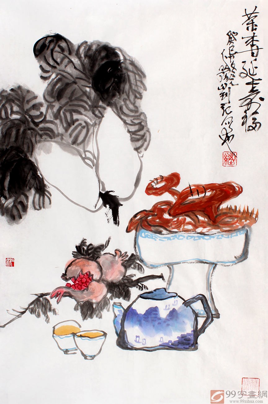ラッピング不可】 中国美術・純手描き猫三尺画芯・水彩画・孙
