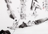【已售】陈漫之四尺斗方水墨人物画《前赤壁赋》（询价）