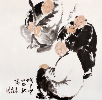 陈漫之四尺斗方国画人物《城中无此好秋阳》（询价）