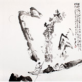 陈漫之四尺斗方水墨人物画《前赤壁赋》（询价）