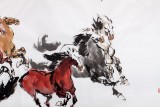 SK中美协会员 画坛名家王向阳六尺八骏图《马驰祥云起》(询价)