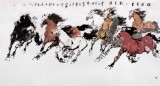 SKQA中美协会员 画坛名家王向阳六尺国画马《八骏呈祥》(询价)