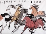SKQA中美协会员 画坛名家王向阳六尺国画马《八骏呈祥》(询价)