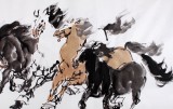 SK中美协会员 画坛名家王向阳六尺国画马《马驰祥云起》(询价)