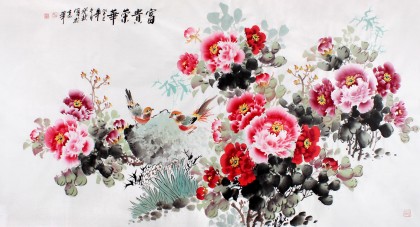 国家一级美术师王宝钦六尺《富贵荣华》