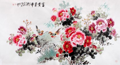 QA国家一级美术师王宝钦六尺《富贵荣华》(询价)