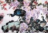曲逸之 小八尺《粉紫含金》 河南省著名花鸟画家