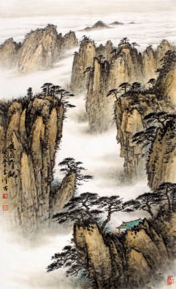 国家画院刘金河小三尺山水画《黄岳奇观》