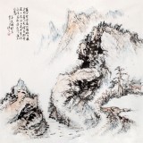 QA陈漫之四尺斗方山水画《孟浩然诗意》