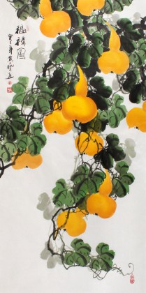 卧室团扇葫芦国画- 葫芦画- 99字画网