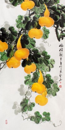 【已售】四尺国画葫芦《福禄图》
