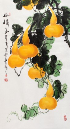 最新の激安 三尺国画葫芦《福禄图》 - 99字画网 葫芦画- 絵画